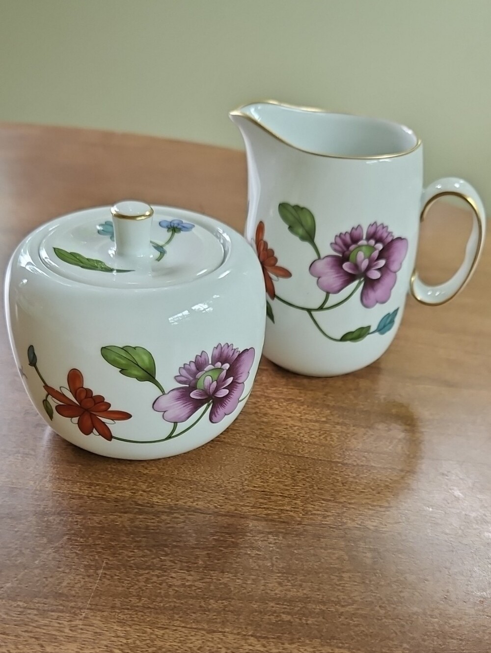VTG Royal Worcester Astley Porcelain Sugar Bowl and Creamer Set